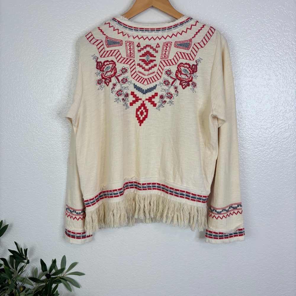 JOHNNY WAS Yatzil Embroidered Fringe Jacket in Vanilla Size L - Picture 5 of 14